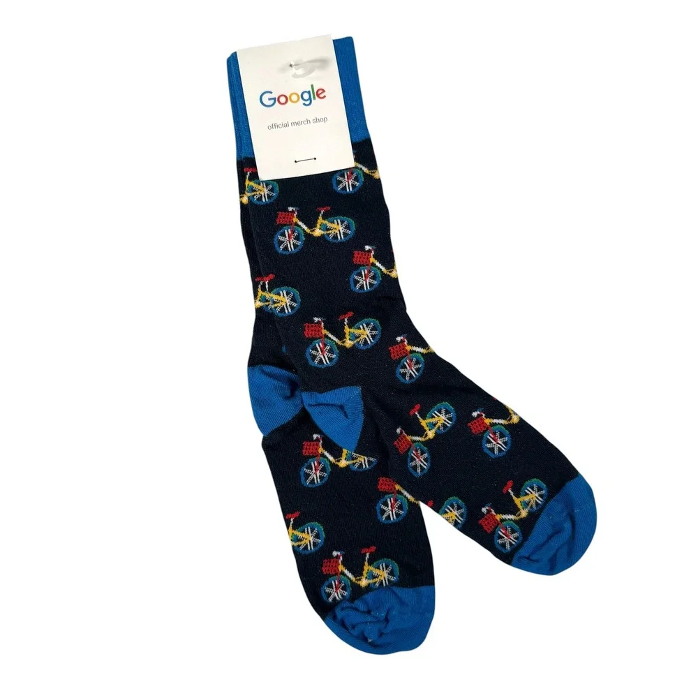 Google Official Merch Shop Bicycle Crew Socks Navy Blue Sock Club Made USA NEW